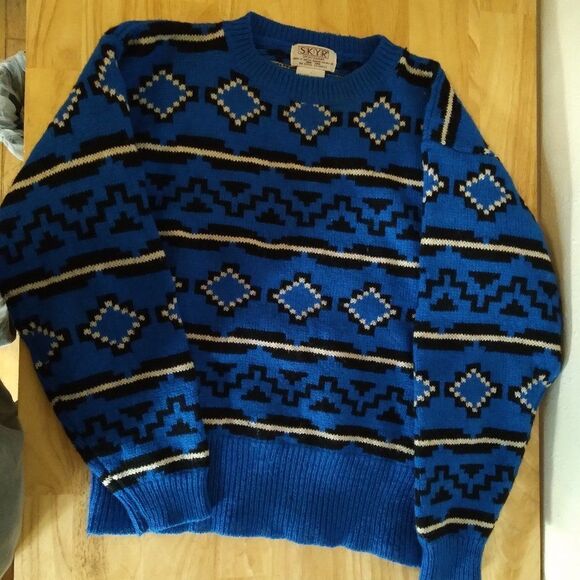 Vintage Skyr Geometric Pattern Wool Sweater - Picture 2 of 4